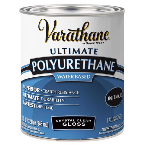 Varathane Ultimate Semi-Gloss Crystal Clear Water-Based Polyurethane 1 qt (Pack of 2)