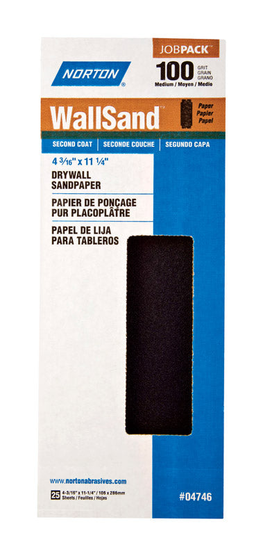 Norton WallSand 11-1/4 in. L X 4-3/16 in. W 100 Grit Silicon Carbide Drywall Sandpaper 25 pk