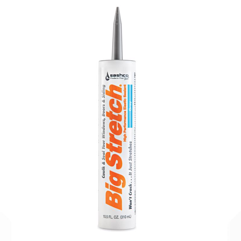 Sashco Big Stretch Gray Elastomeric Acrylic Latex Door/Siding/ Window Caulk 10.5 oz (Pack of 12)