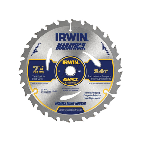 Irwin Marathon 7-1/4 in. D X 5/8 in. Carbide Circular Saw Blade 24 teeth 1 pk (Pack of 10)