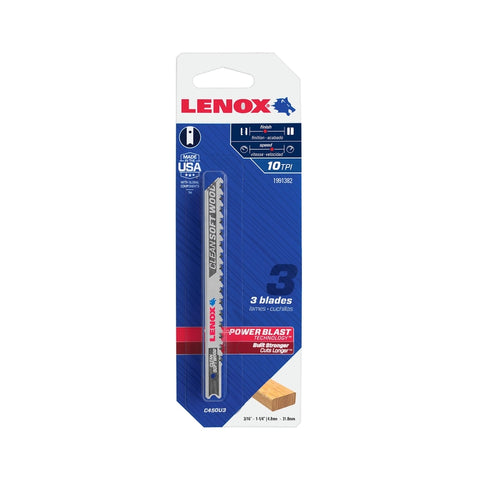 LENOX 4 in. Metal U-Shank Clean Wood Jig Saw Blade 10 TPI 3 pk