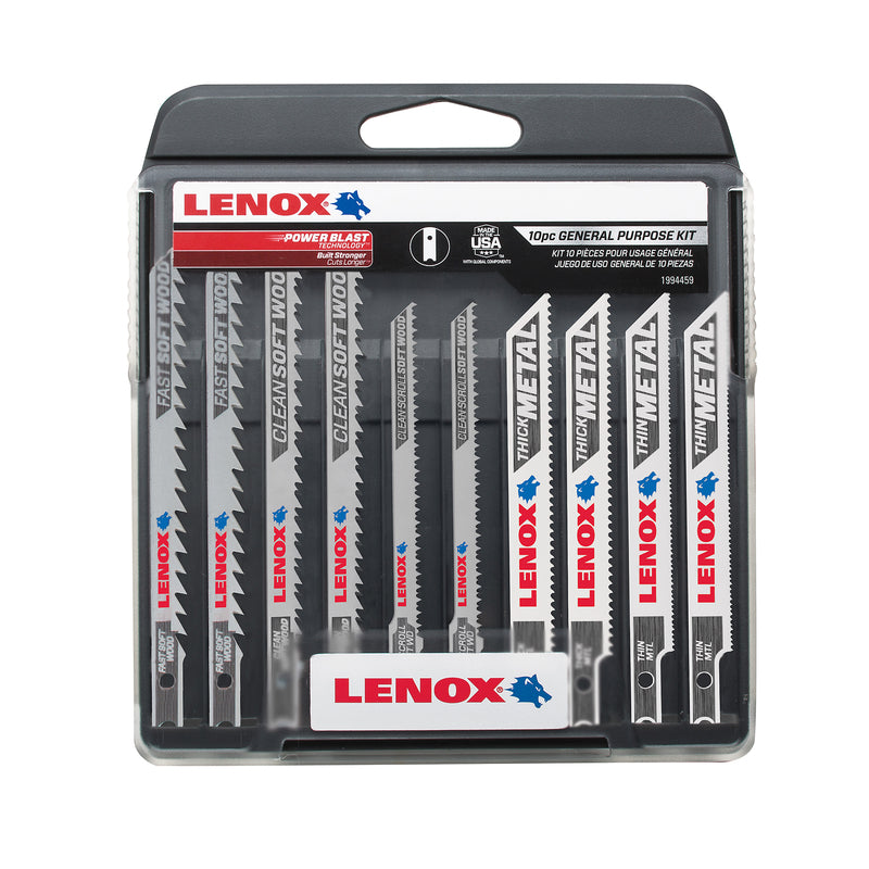 LENOX 4 - 5 in. Bi-Metal U-Shank General Purpose Jig Saw Blade Set Assorted TPI 10 pc