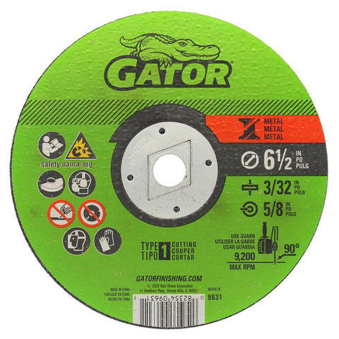 Gator 6-1/2 in. D X 5/8 in. X 3/32 in. thick Aluminum Oxide Type 1 Metal Cutting Wheel 1 pc