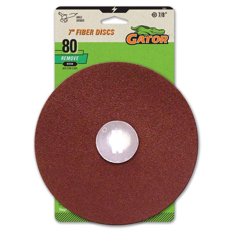 Gator 7 in. Aluminum Oxide Center Mount Fiber Disc 80 Grit Coarse 3 pk (Pack of 5)