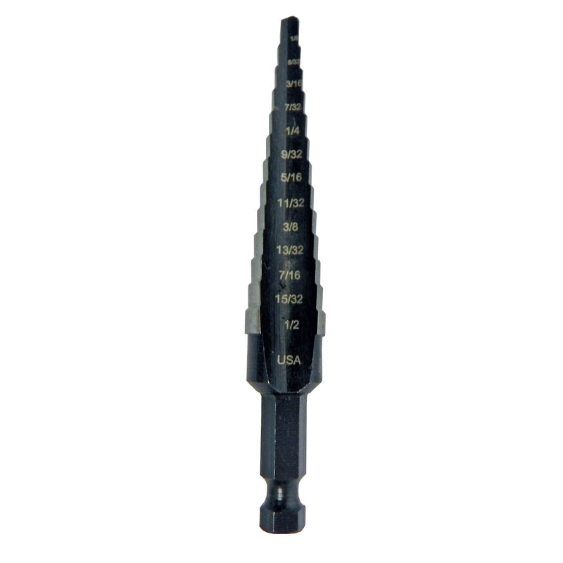 IRWIN Unibit 1/8 to 1/2 in. High Speed Steel Step Drill Bit Square Shank 1 pc