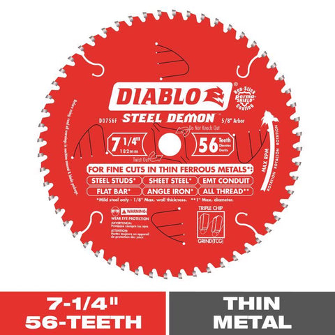 Diablo Steel Demon 7-1/4 in. D X 5/8 in. TiCo Hi-Density Carbide Metal Saw Blade 56 teeth 1 pk