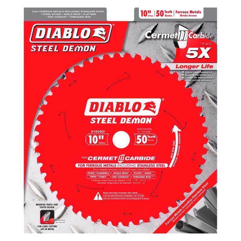 Diablo Steel Demon 10 in. D X 1 in. Cermet Metal Saw Blade 50 teeth 1 pk
