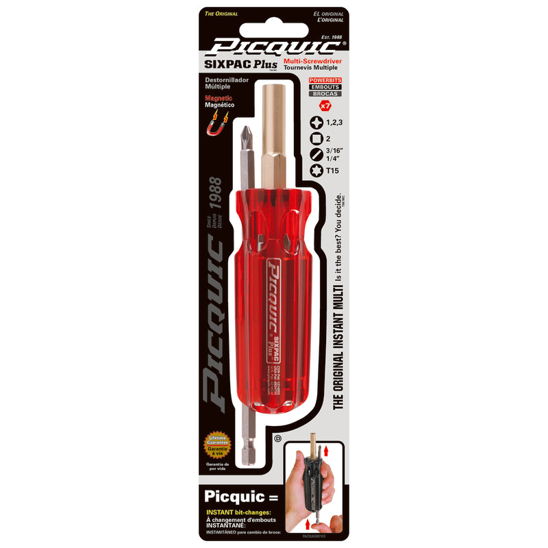 Destornillador multipunta Picquic SIXPAC Plus de 6 pulg., 7 piezas