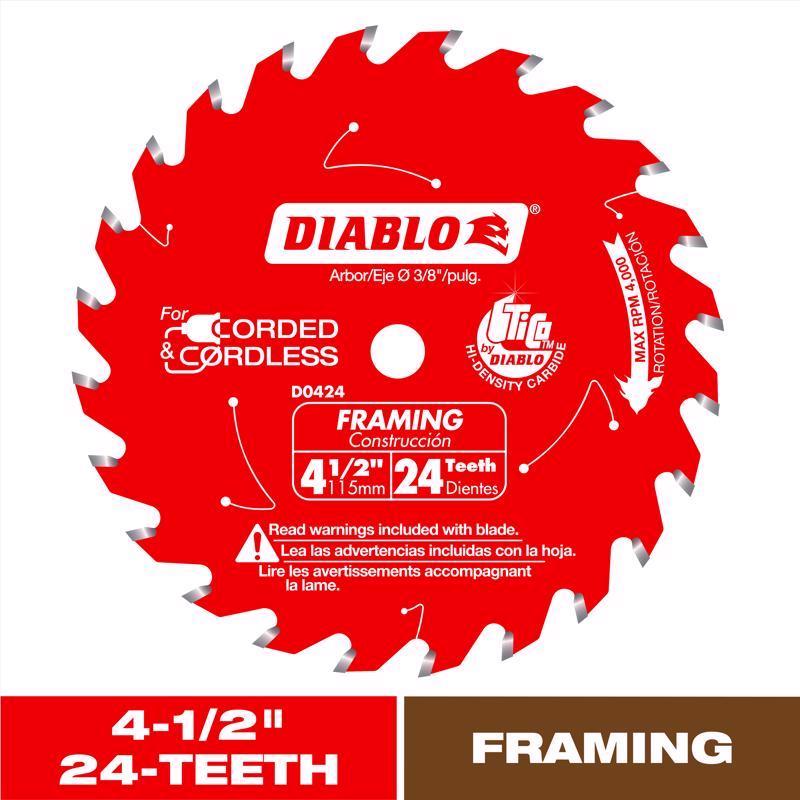 Diablo 4-1/2 in. D X 3/8 in. TiCo Hi-Density Carbide Framing Saw Blade 24 teeth 1 pk