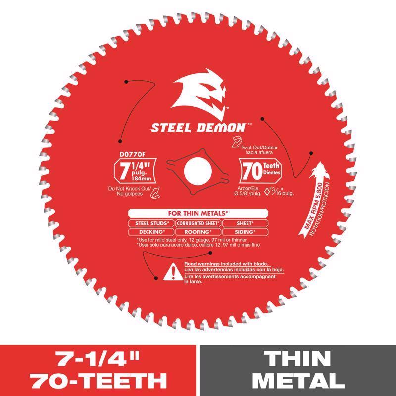 Diablo Steel Demon 7-1/4 in. D X 5/8 in. TiCo Hi-Density Carbide Ferrous Metal Saw Blade 70 teeth 1 (Pack of 5)