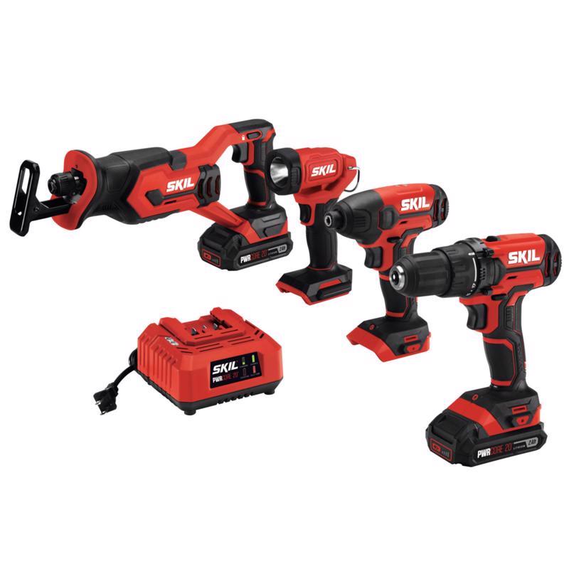 SKIL 20V PWR CORE Kit combo de 4 herramientas inalámbricas con escobillas