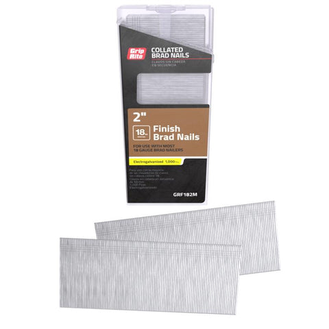 Grip-Rite 2 in. L X 18 Ga. Straight Strip Electro Galvanized Finish Nails 1000 pk