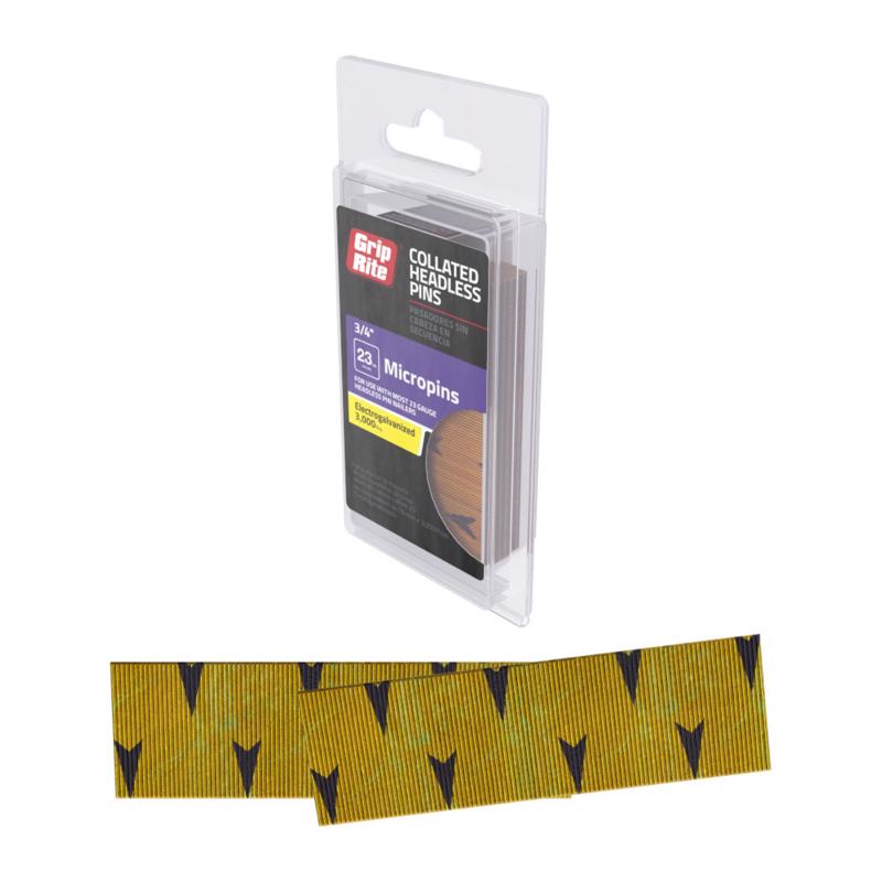 Grip-Rite 3/4 in. L X 23 Ga. Straight Strip Electro Galvanized Micro Pins 3000 pk