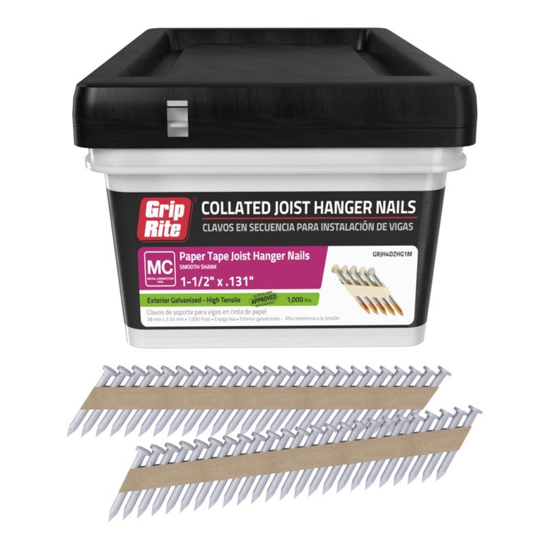 Grip-Rite 1-1/2 in. L X 9 Ga. Angled Strip Hot-Dip Galvanized Joist Hanger Nails 33 deg 1000 pk