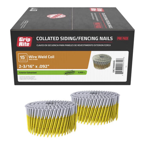 Grip-Rite 2-3/16 in. L Wire Coil Hot-Dip Galvanized Siding Nails 15 deg 3000 pk