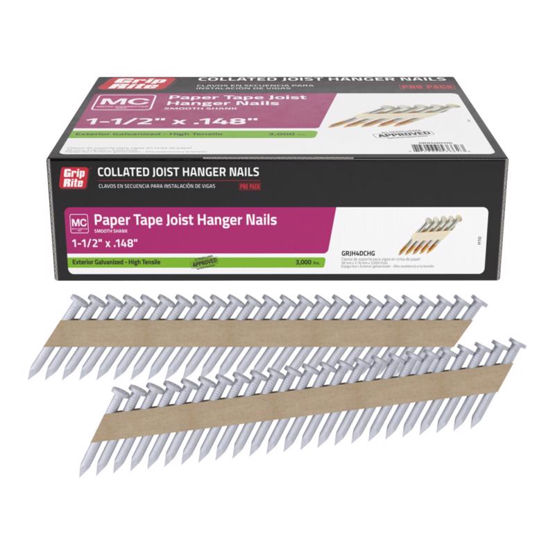 Grip-Rite 1-1/2 in. L X 9 Ga. Paper Strip Hot-Dip Galvanized Joist Hanger Nails 33 deg 3000 pk