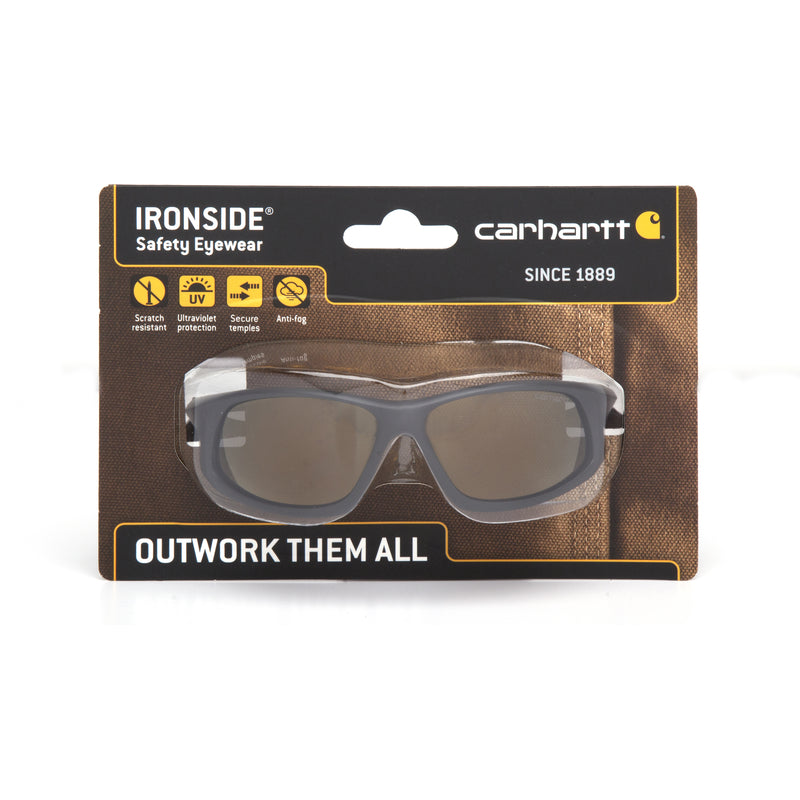 Gafas de seguridad Carhartt Ironside antivaho con lentes de efecto espejo envejecido y montura negra, 1 unidad