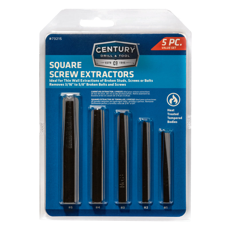 Century Drill & Tool Carbon Steel Square Screw Extractor Set 5 pc