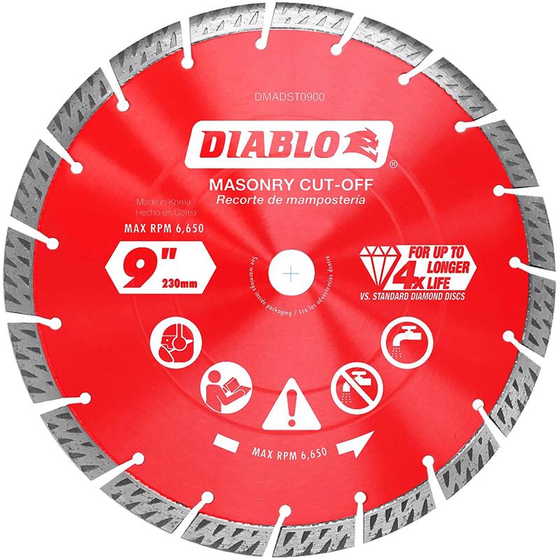 Diablo 9 in. D X 7/8 in. X .102 in. thick Diamond Turbo Rim Masonry Cut-Off Disc