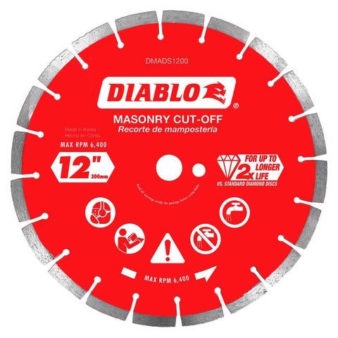 Diablo 12 in. D X 1 in. X .110 in. thick Diamond Segmented Masonry Cut-Off Disc