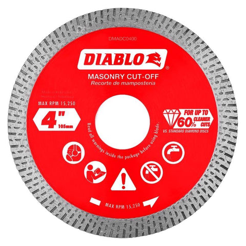 Diablo 4 in. D X 7/8 in. X .055 in. thick Diamond Masonry Cut-Off Disc 1 pk