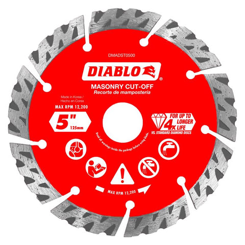 Diablo 5 in. D X 7/8 in. X .094 in. thick Diamond Segmented Turbo Masonry Cut-Off Disc 1 pk