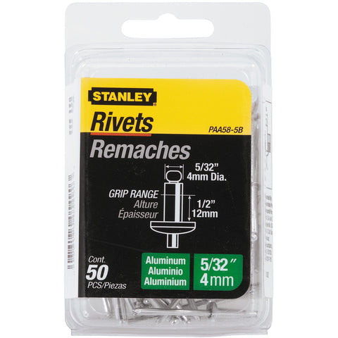 STANLEY 5/32 in. D X 1/2 in. Aluminum Blind Rivets Silver 50 pc