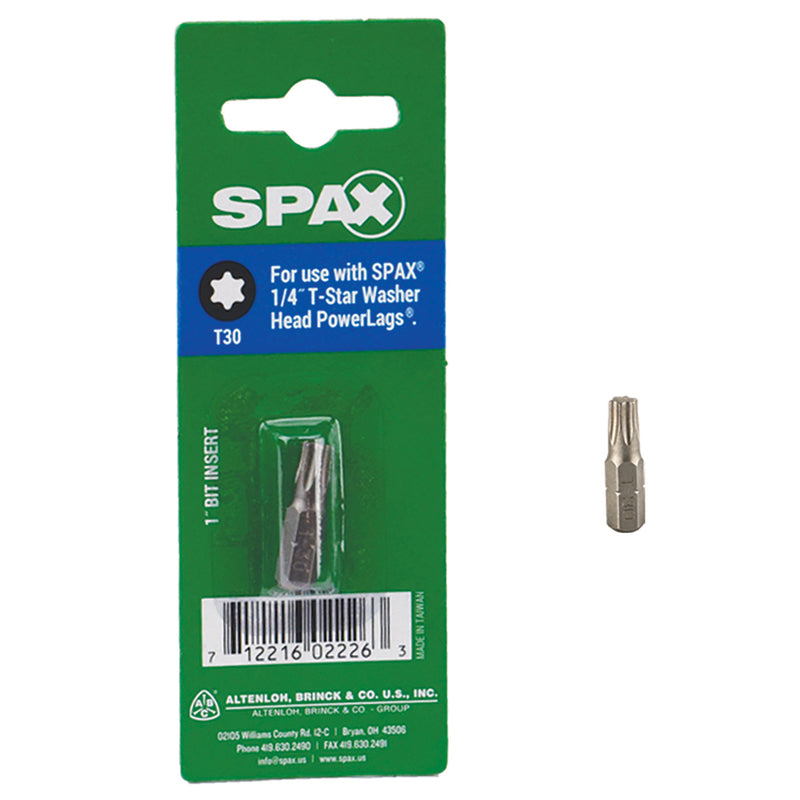 Punta de destornillador SPAX T-Star para arandela T30 de 1 pulg. de largo, acero, 1 ud. (paquete de 10)