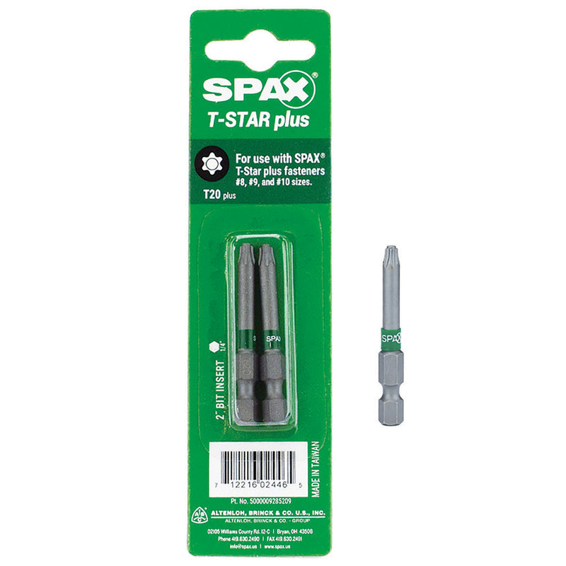 SPAX T-Star Plus T20 X 2 in. L Driver Bit Steel 2 pk (Pack of 10)