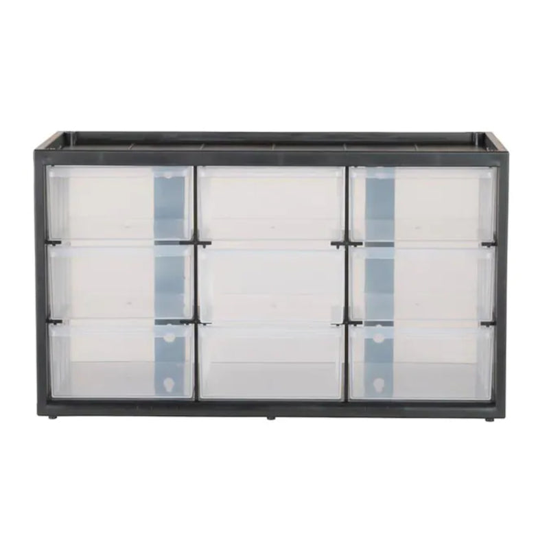 Organizador de almacenamiento Stanley de polipropileno, 14,25 pulg. de ancho x 8,25 pulg. de alto x 6 pulg. de profundidad, 9 compartimentos, negro/transparente