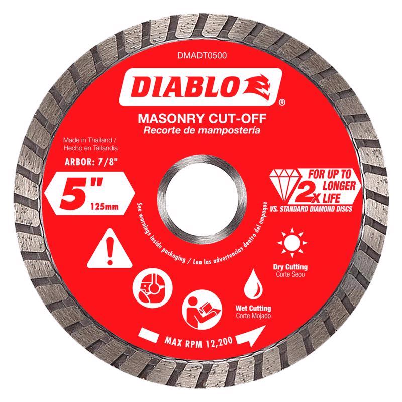 Diablo 5 in. D X 7/8 in. X .08 in. thick Diamond Masonry Cut-Off Disc 1 pk