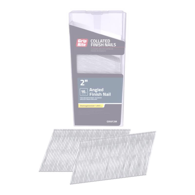 Grip-Rite 2 in. L X 16 Ga. Angled Strip Electro Galvanized Finish Nails 20 deg 1000 pk