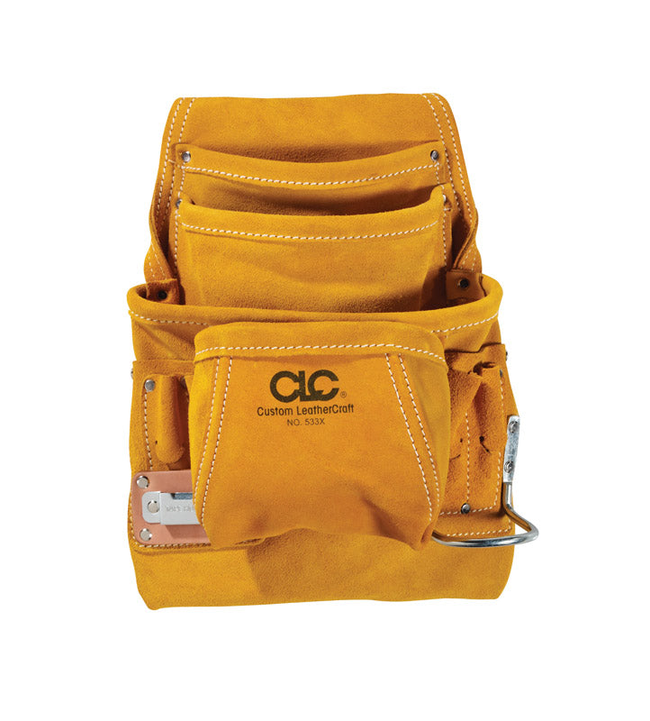 CLC 7.75 pulg. de ancho X 16 pulg. de alto Bolsita de herramientas de cuero 10 bolsillos Color canela 1 pza