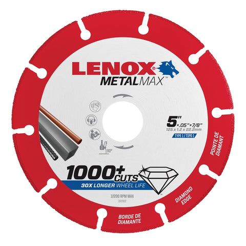 LENOX MetalMax 5 in. D X 7/8 in. X .050 in. thick Diamond/Metal Cut-Off Wheel 1 pc