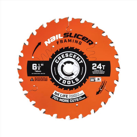 Crescent NailSlicer 6-1/2 in. D X 5/8 in. Framing Carbide Circular Saw Blade 24 teeth 10 pk (Pack of 10)