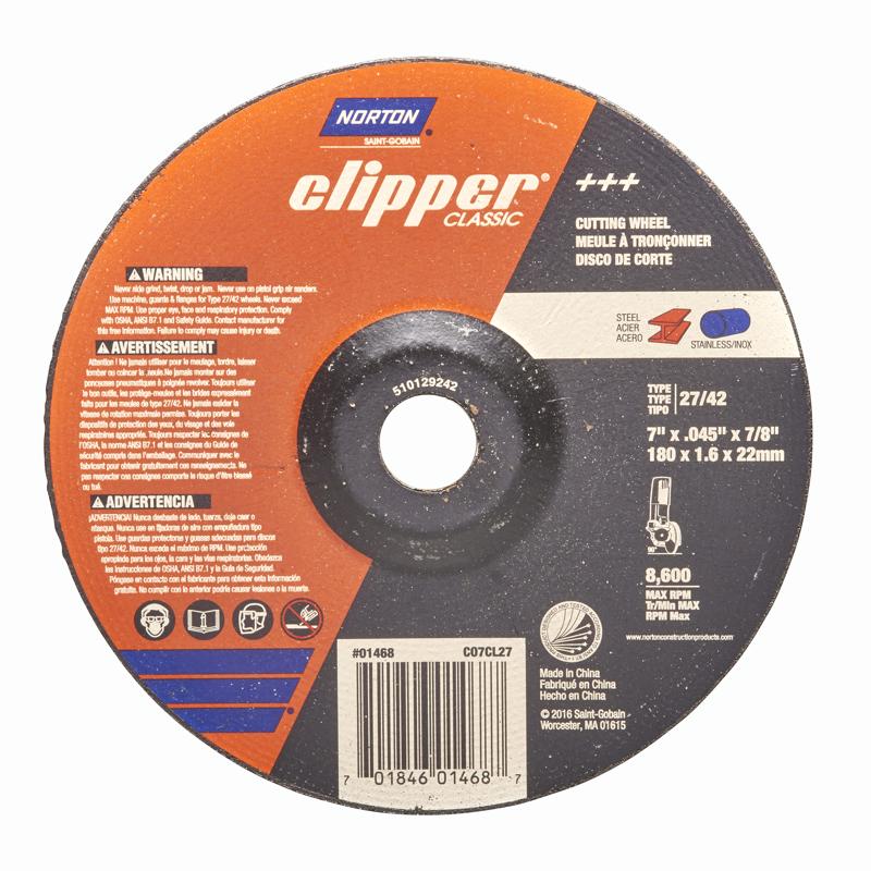 Norton Clipper 7 in. D X 7/8 in. X 0.045 in. thick Aluminum Oxide Classic Cut-Off Wheel 1 pk