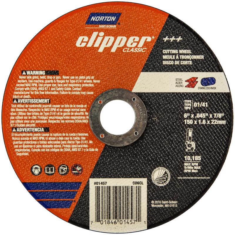 Norton Clipper 6 in. D X 7/8 in. X .040 in. thick Aluminum Oxide Classic Cut-Off Wheel 1 pk