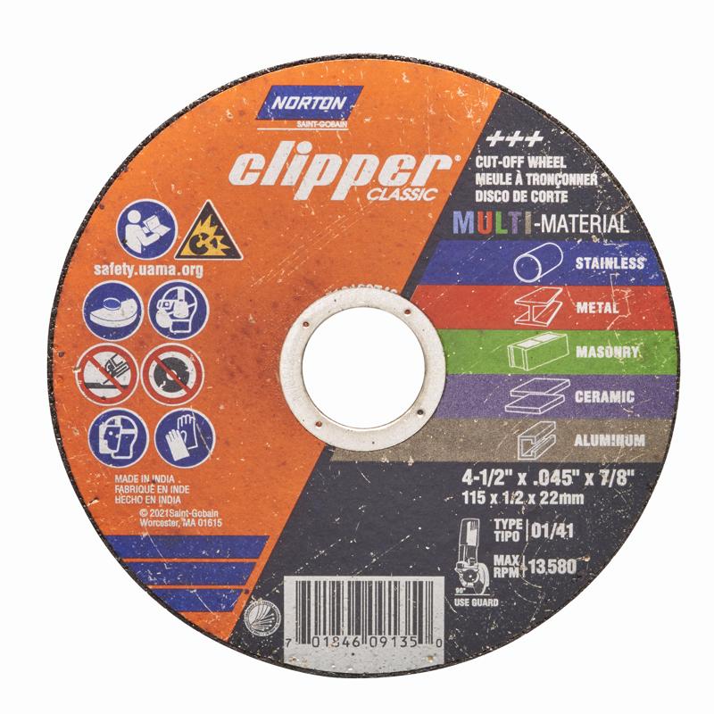 Norton Clipper 4-1/2 in. D X 7/8 in. X .045 in. thick Aluminum Oxide/Silicon Carbide Classic Cut-Off