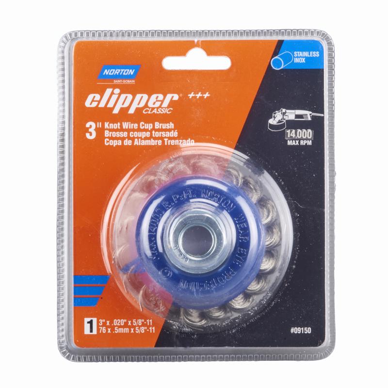 Norton Clipper 3 in. Knot Wire Cup Brush Stainless Steel 14000 rpm 1 pc