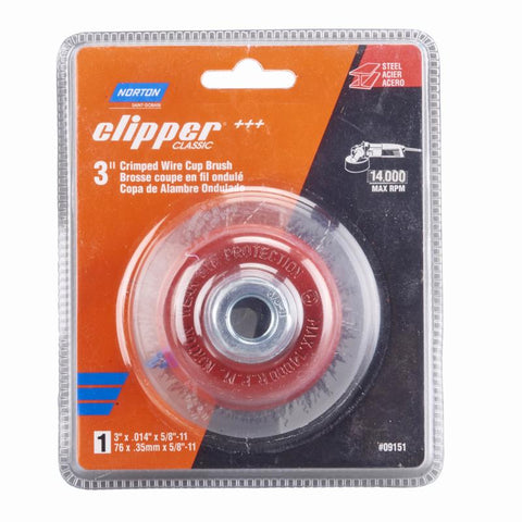 Norton Clipper 3 in. Crimped Wire Cup Brush Carbon Steel 14000 rpm 1 pc