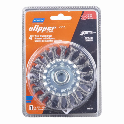Norton Clipper 4 in. Knotted Wire Wheel Brush Carbon Steel 12500 rpm 1 pc