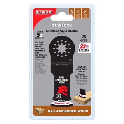 Diablo Starlock 1-1/4 in. W Bi-Metal Curved Contact Edge Oscillating Blade Nail-Embedded Wood 1 pk