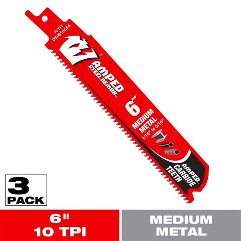 Diablo Demo Demon Amped 6 in. Carbide Tipped Medium Metal Reciprocating Saw Blade Set 10 TPI 3 pk