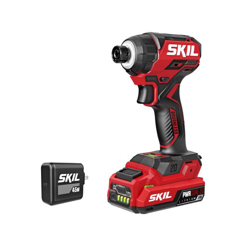 SKIL 20V PWR CORE 1/4 in. Cordless Brushed Compact Impact Driver Kit (Battery & Charger)