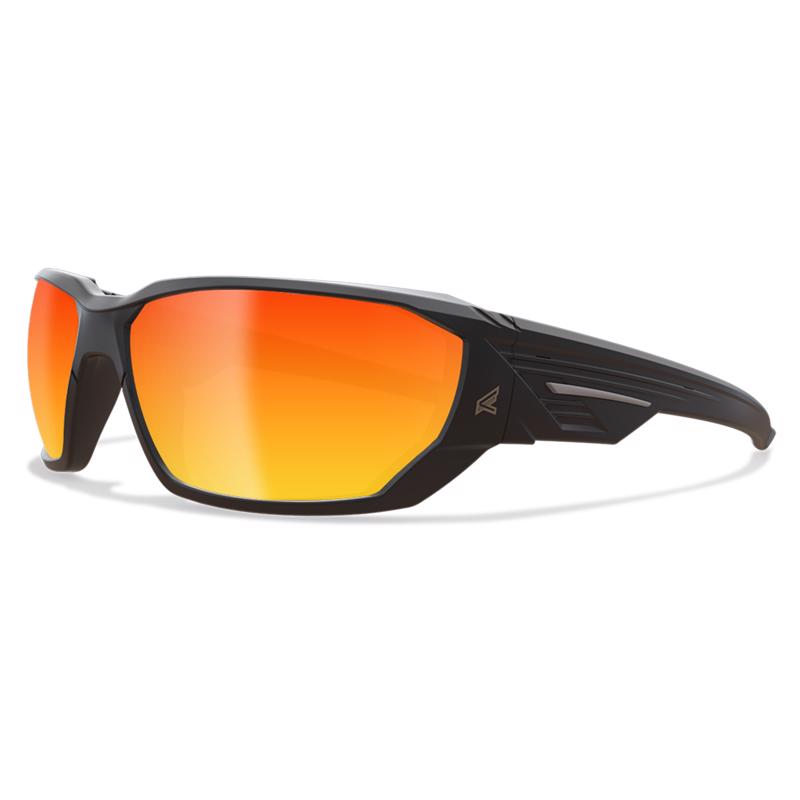 Gafas de seguridad Edge Eyewear Dawson antivaho con lentes rojas espejadas y montura negra, paquete de 1