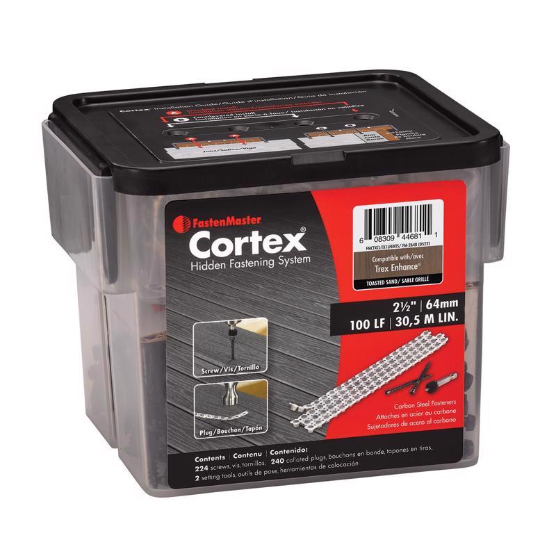 Sujetador oculto para cubierta FastenMaster Cortex n.º 10 x 2-1/2 pulg. de largo, cabeza de botón Torx Ttap color arena tostada 224