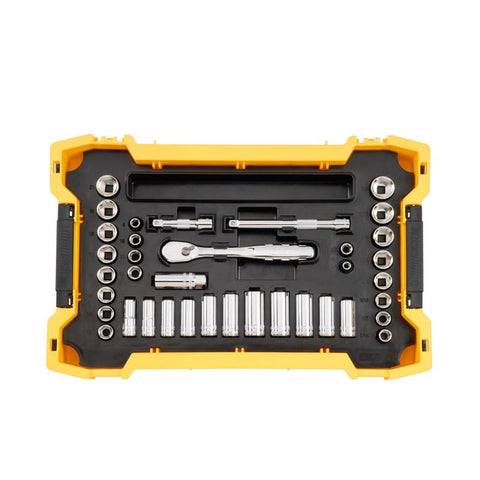 DeWalt ToughSystem Juego de 37 piezas de dados y adaptadores métricos/SAE de 3/8 in. de cuadradillo