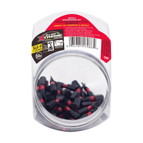 Blu-Mol Xtreme Slotted 1 in. L Screwdriver Bit S2 Tool Steel 1 pc (Pack of 50)