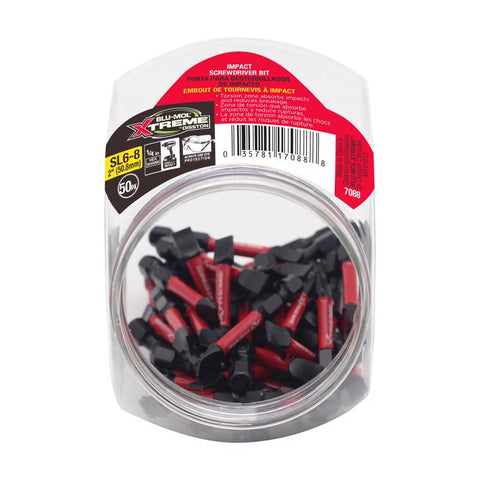 Blu-Mol Xtreme Slotted 2 in. L Screwdriver Bit S2 Tool Steel 1 pc (Pack of 50)