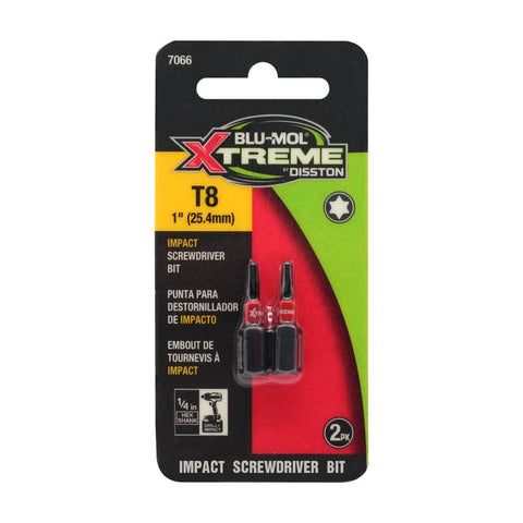 Blu-Mol Xtreme Torx 8 X 1 in. L Screwdriver Bit S2 Tool Steel 2 pc